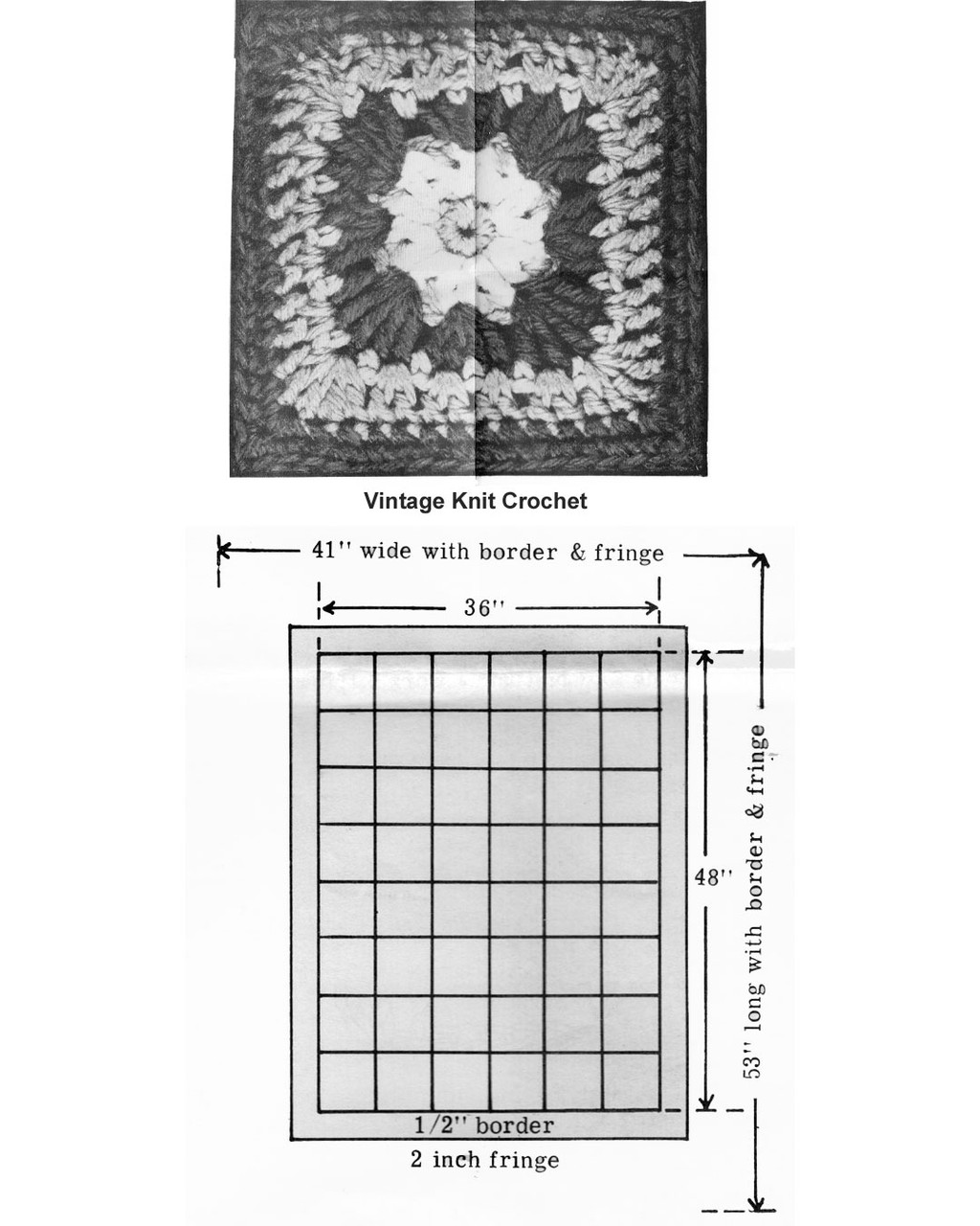 Crochet Rug Square Pattern Illustration