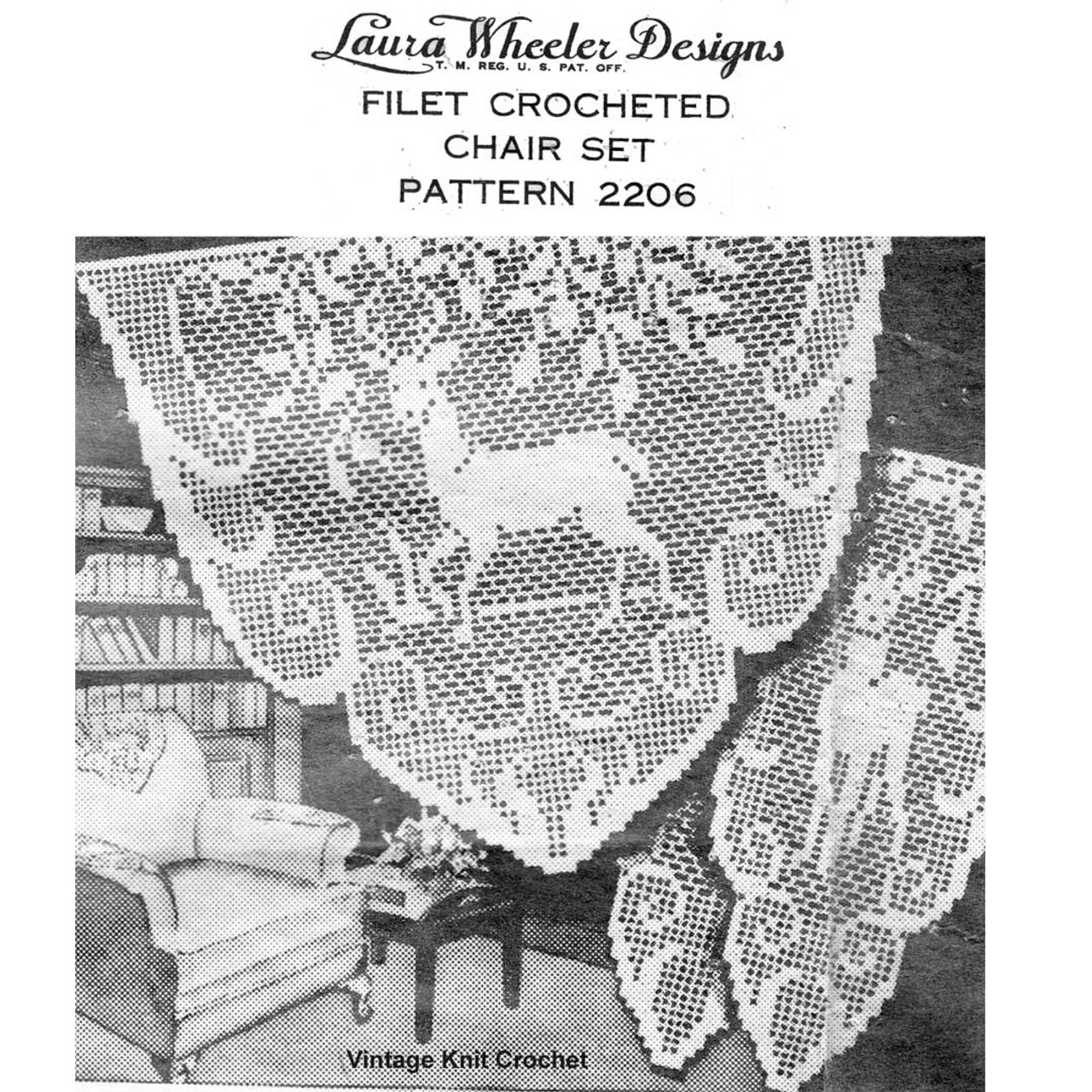 Vintage Filet Crochet Deer in Woods Pattern, Laura Wheeler Design 2206