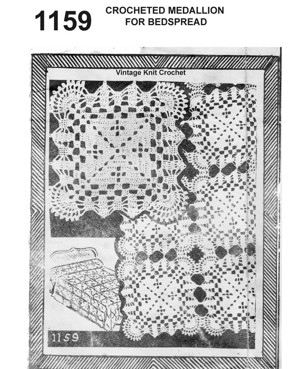 Vintage Crochet Bedspread Square Pattern Mail Order 1159