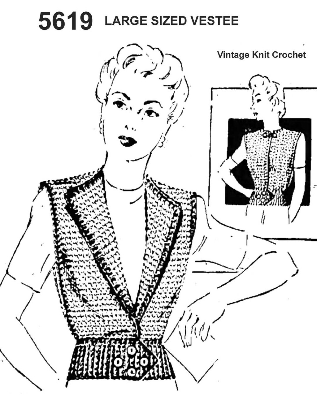 Woman Vintage Crochet Vest Pattern Anne Cabot No 5619, Mail Order