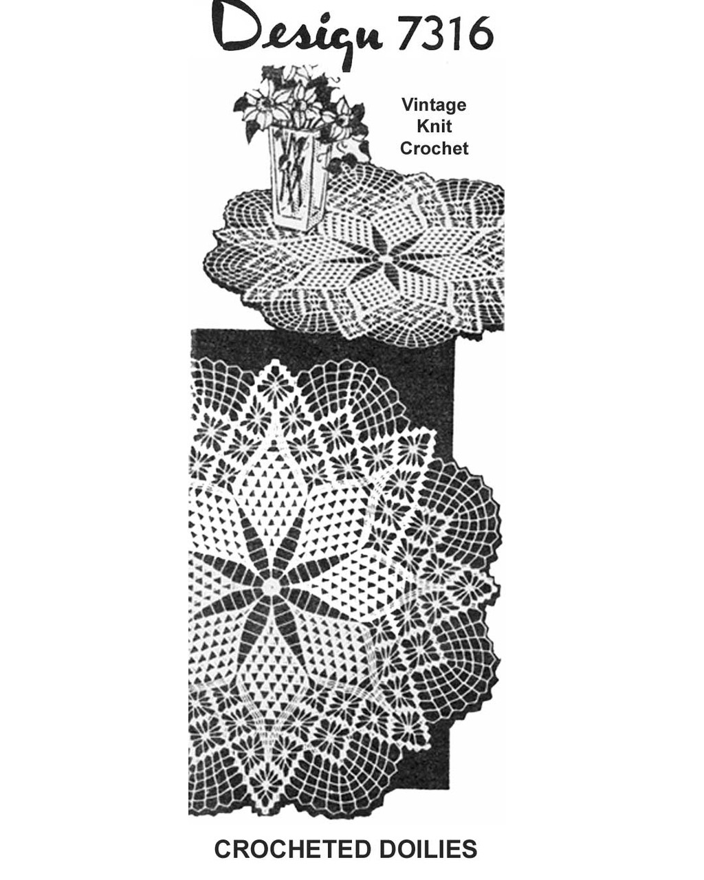 Crochet Spiderweb Star Doilies Pattern Mail Order Design 7316