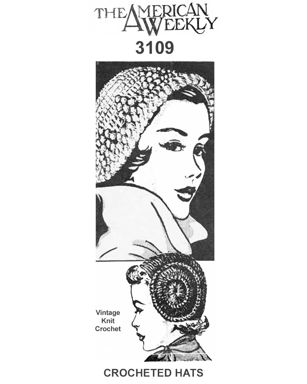 Vintage Crochet Cloche Hap Pattern Design 3109