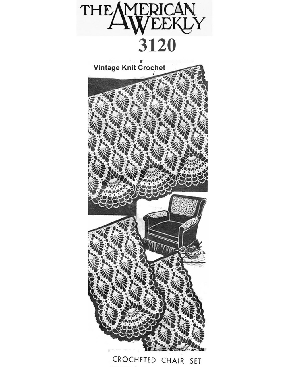 Vintage Pneapple DOily Chair Pattern No 3120