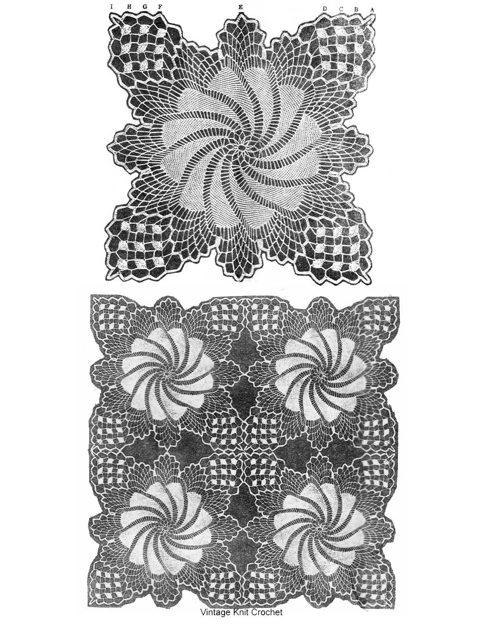 Crochet Pinwheel Tablecloth Motif Pattern, Mail Order No 3810