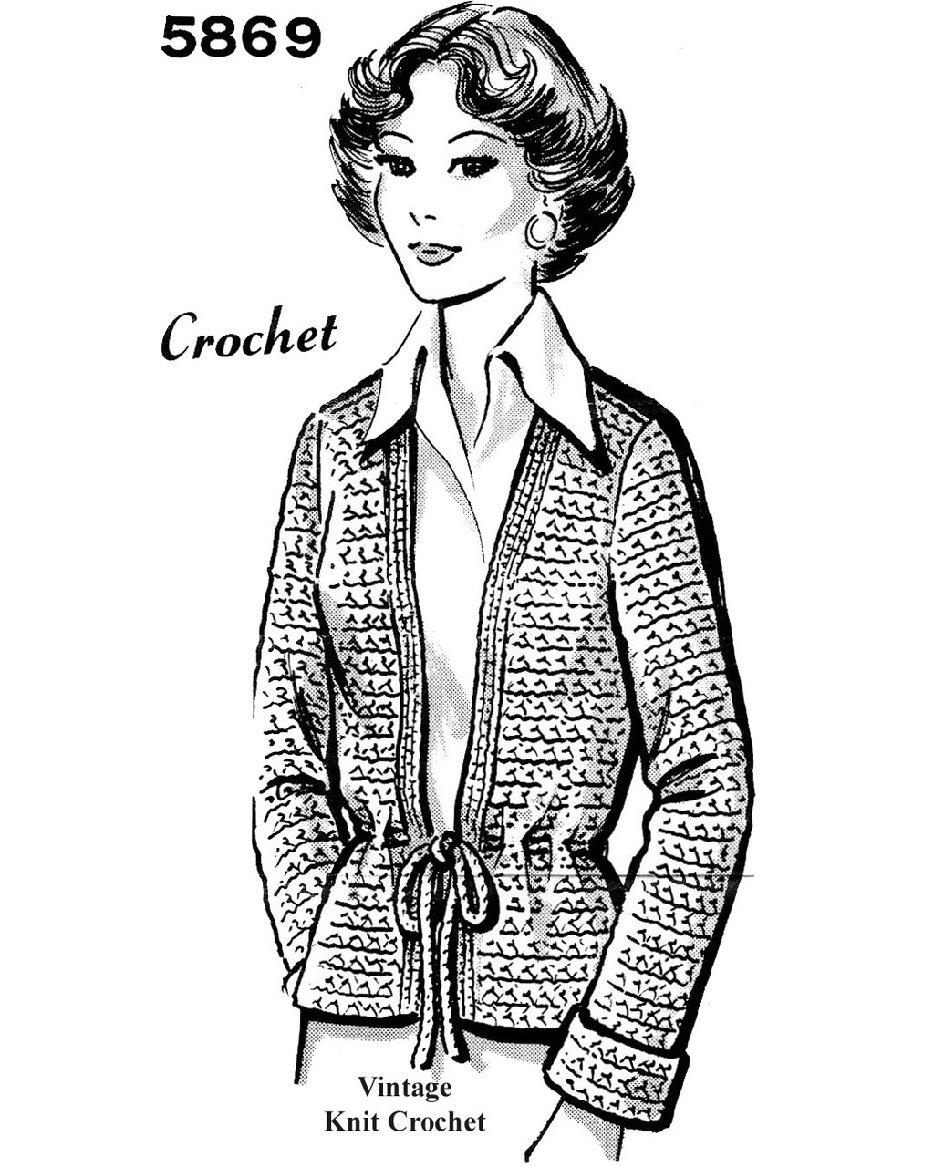 Easy Crochet Jacket Pattern, Vintage Mail Order No 5869