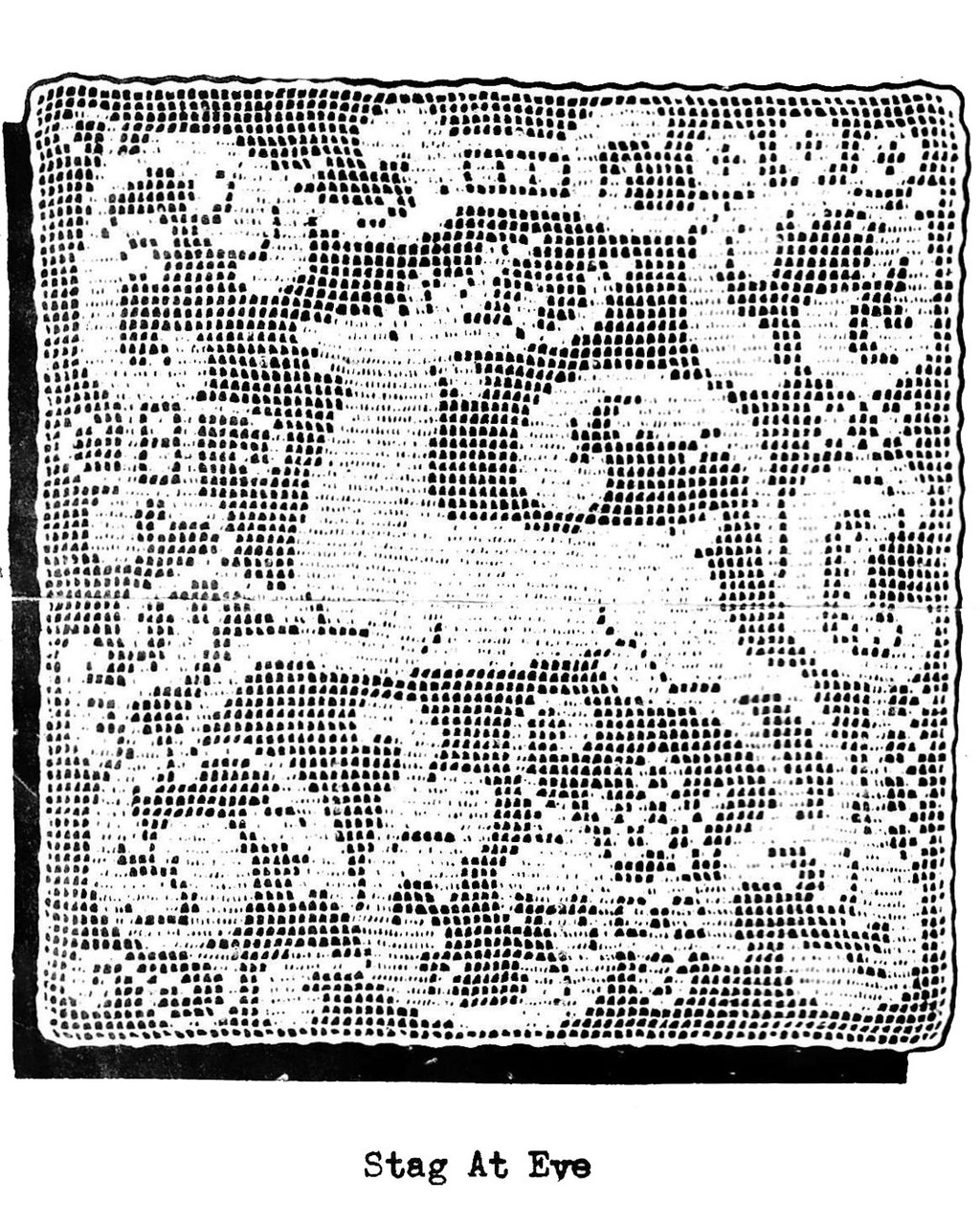 Filet Crochet Buck Pillow Pattern, Mail Order 5822