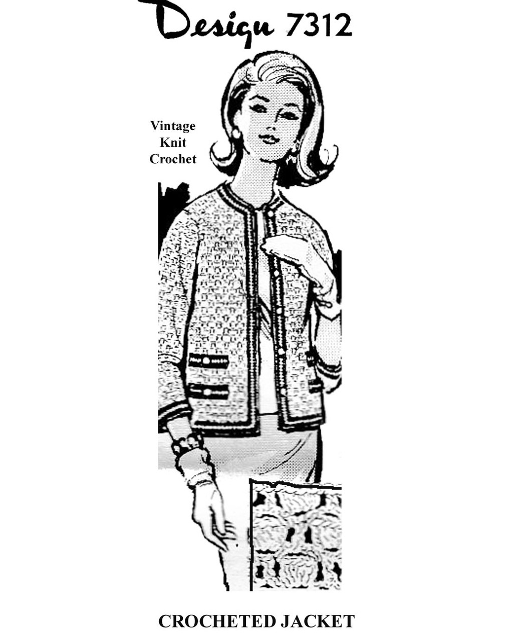 Womans Crochet Jacket Pattern, Plus Size Design 7312
