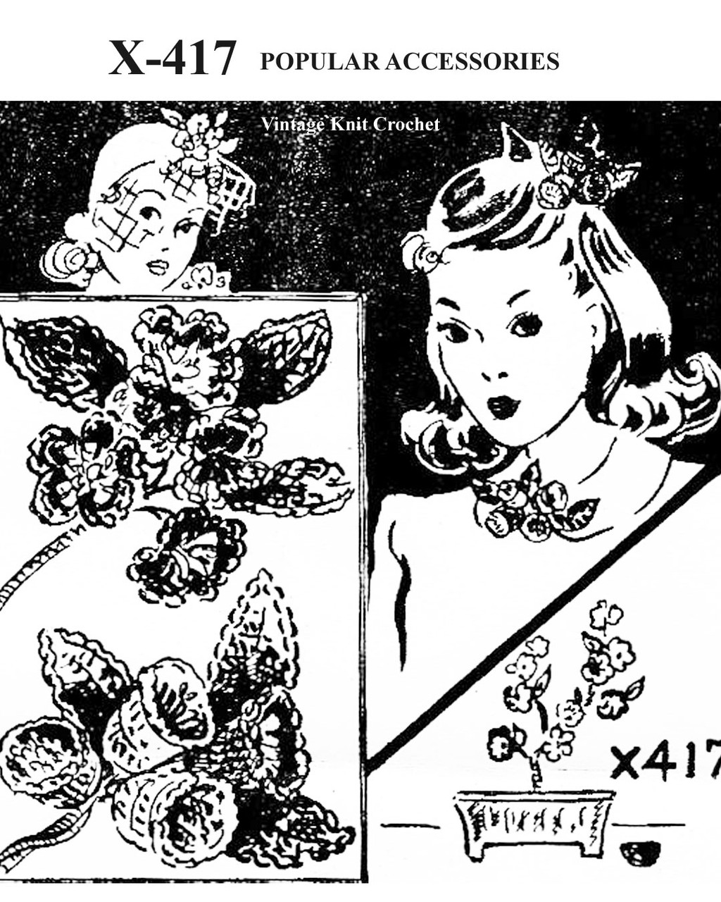 Crochet Canterbury Bells Flower Pattern, Nosegay Pattern no X417