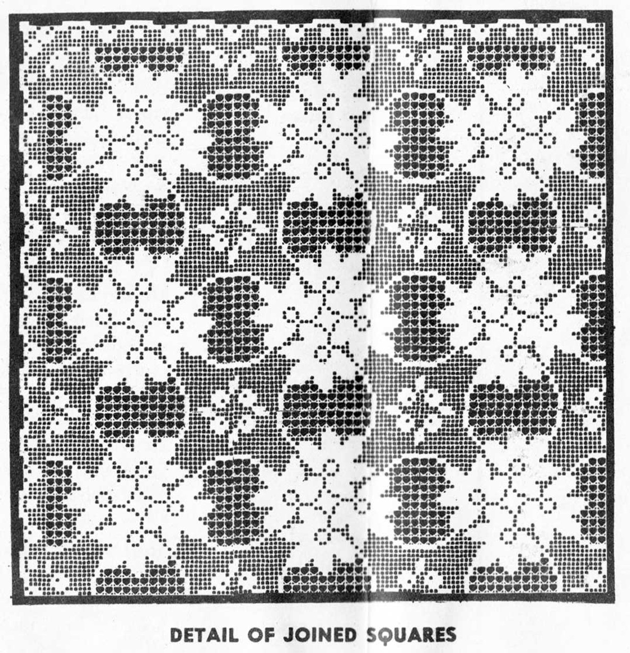 Joined Flower Motifs Filet Crochet Pattern Illustration, Mail Order Design 7058