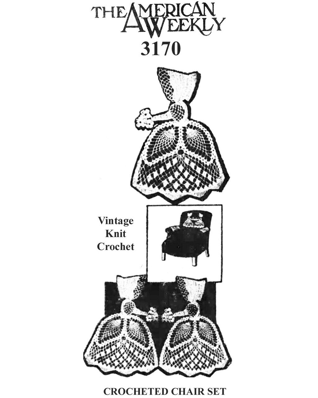 Crochet Old Fashioned Girl Chair Doily No 3170