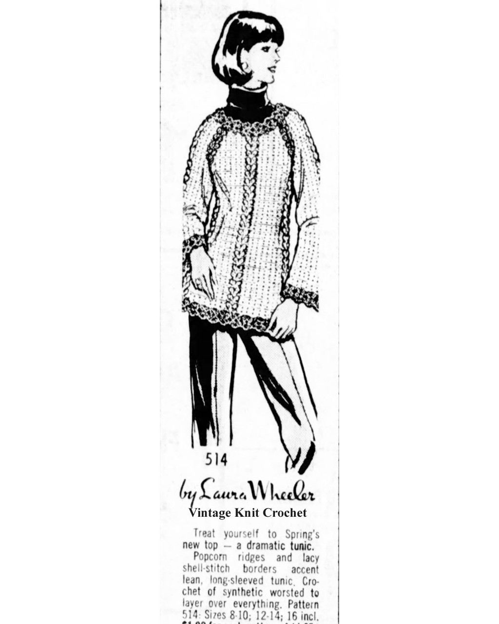 Mail Order Design 514 Crocheted Tunic Pattern newspaper advertisement