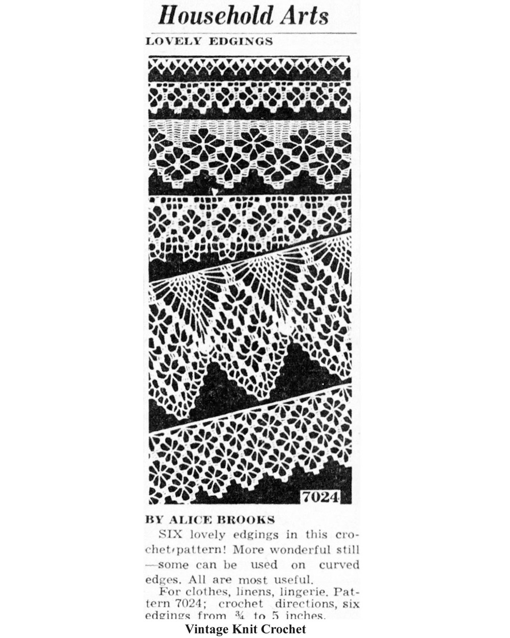Mail Order Design 7024 Crochet Edgings Newspaper advertisement 
