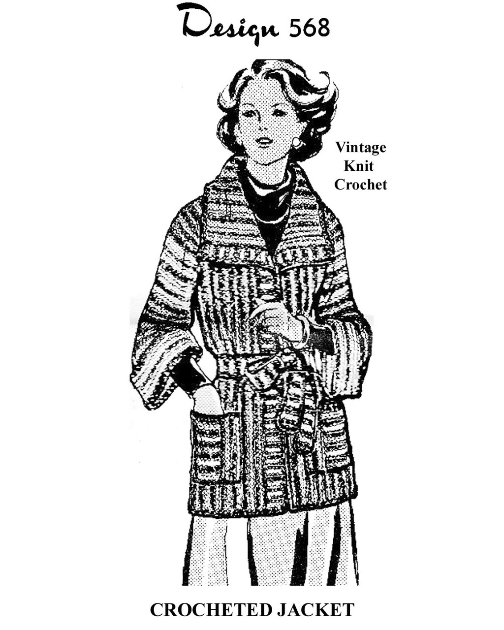 Shawl Collar Crochet Jacket Pattern Design 568