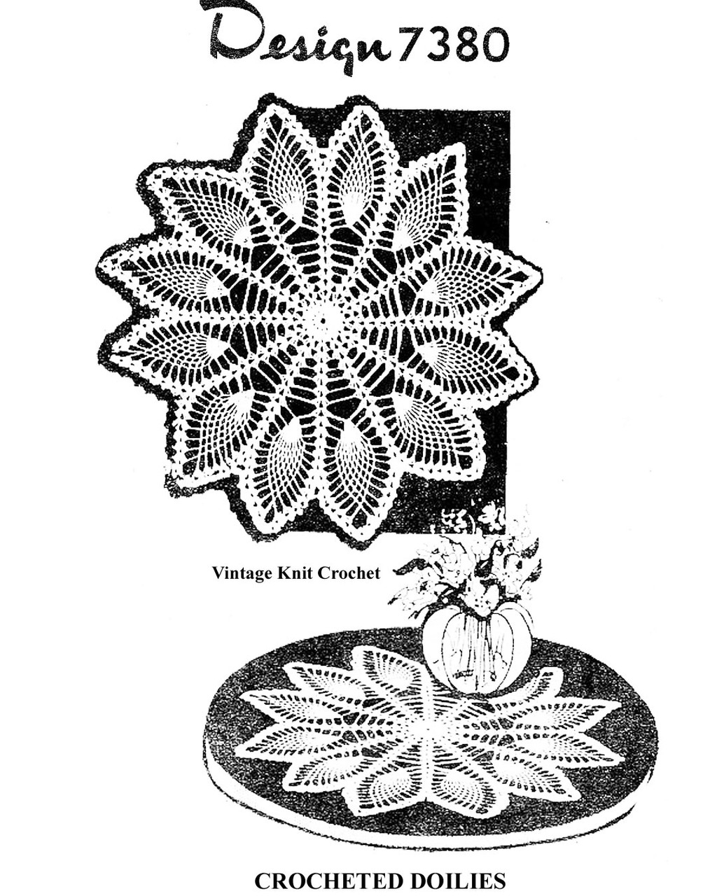 Vintage Pineapple Wheel Crocheted Doilies Pattern Mail Order Design 7380