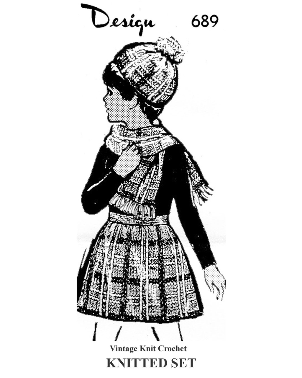 Girls Plaid Knitted Skirt Set Design 689