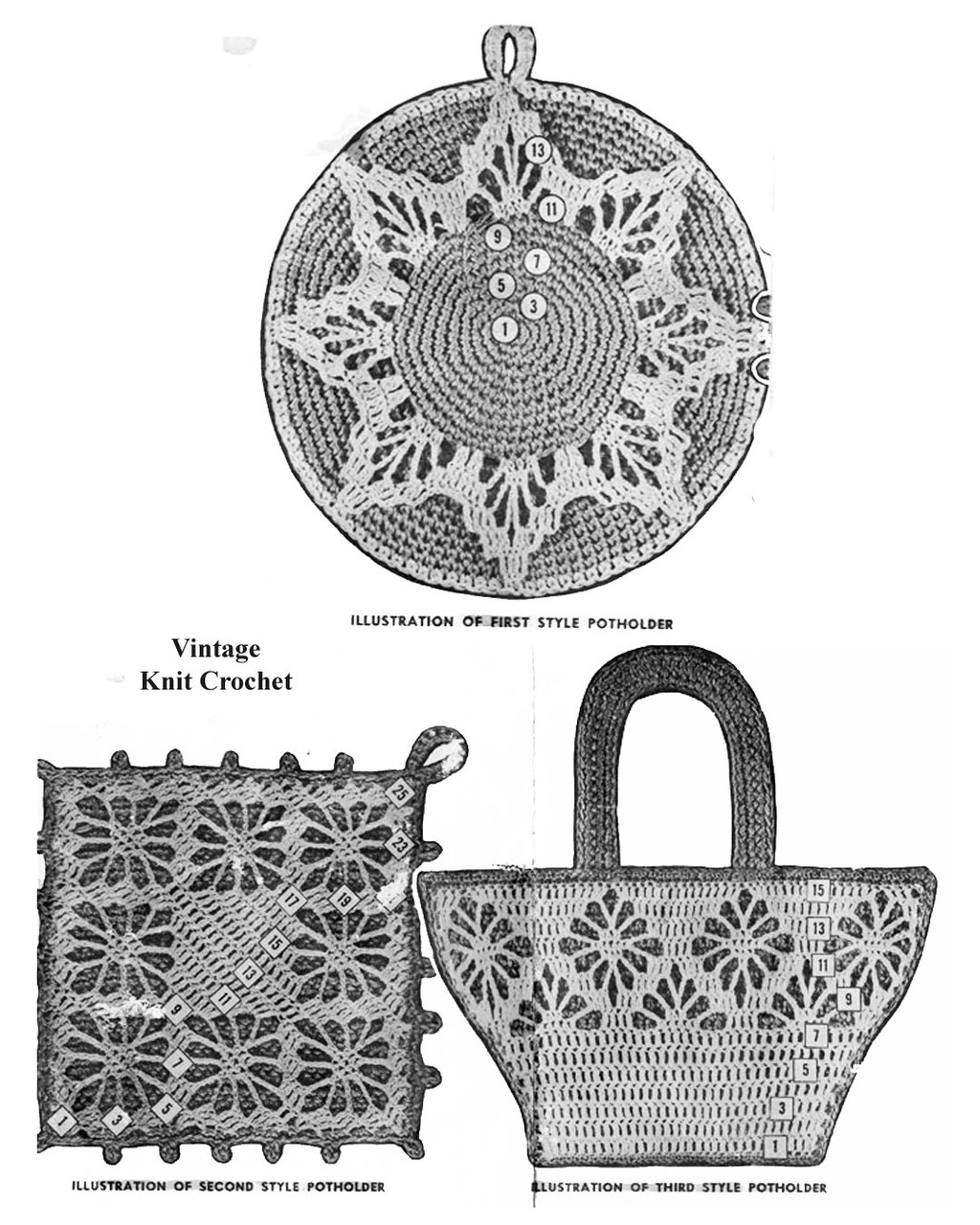 Crochet Potholders illustration for Mail Order Design 7489