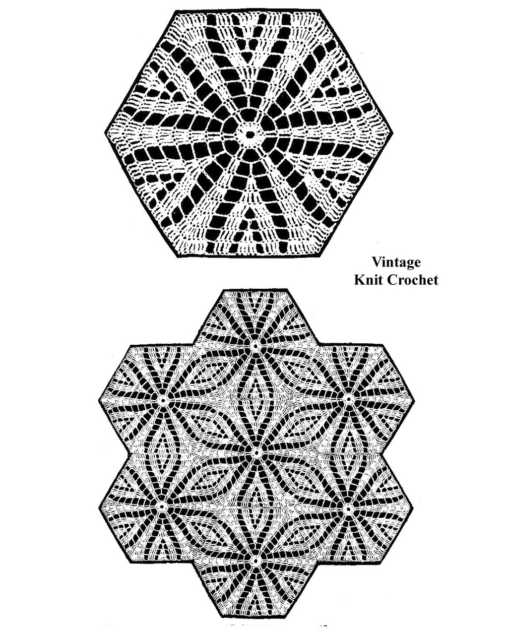 Crochet Hexagon Medallion, 5-1/2 or 7 inches in diameter