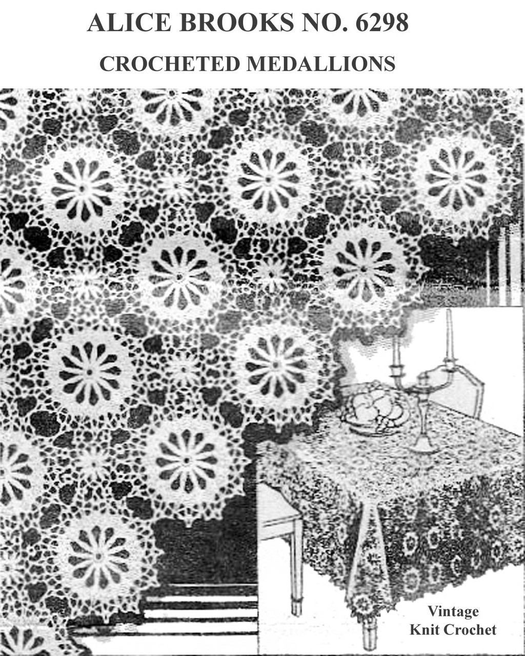 Crochet Gossamer Lace Medallion Pattern, Alice Brooks Design 6298