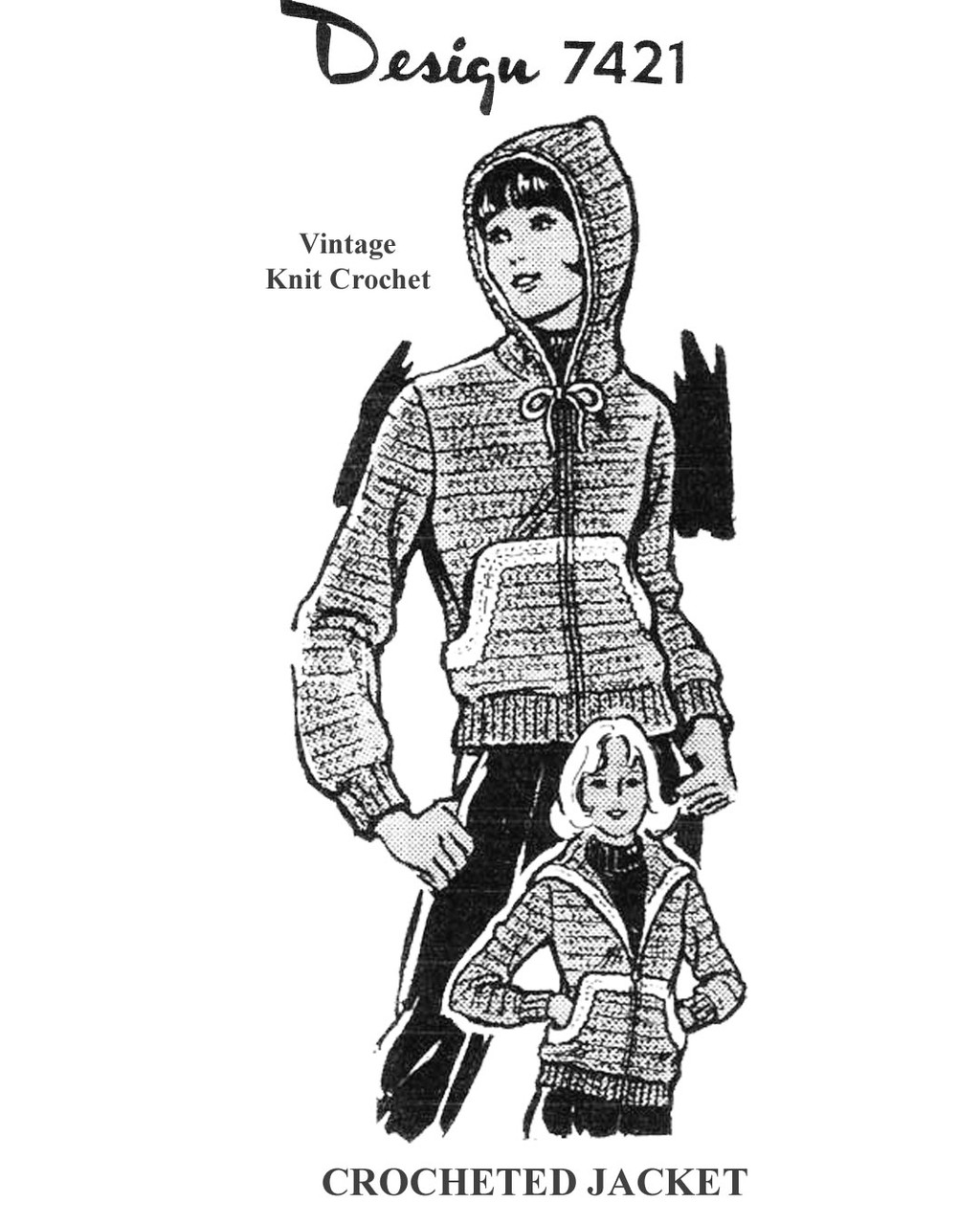 Crocheted Hoodie Jacket Pattern, Alice Brooks Design 7421