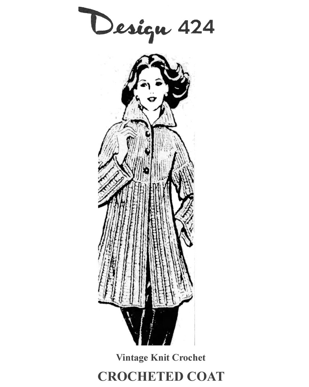 Knee Length Crochet Coat Pattern Mail Order Design 424