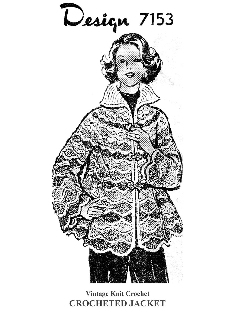 Crochet Coat Jacket Pattern, Shells with Flared Sleeves Mail Order