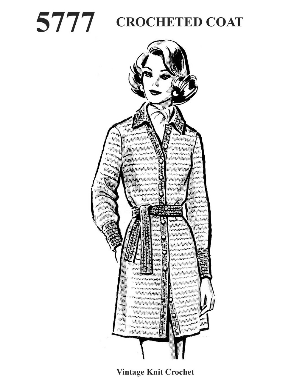 Beginners crochet sweater coat pattern. Anne Cabot No 5777