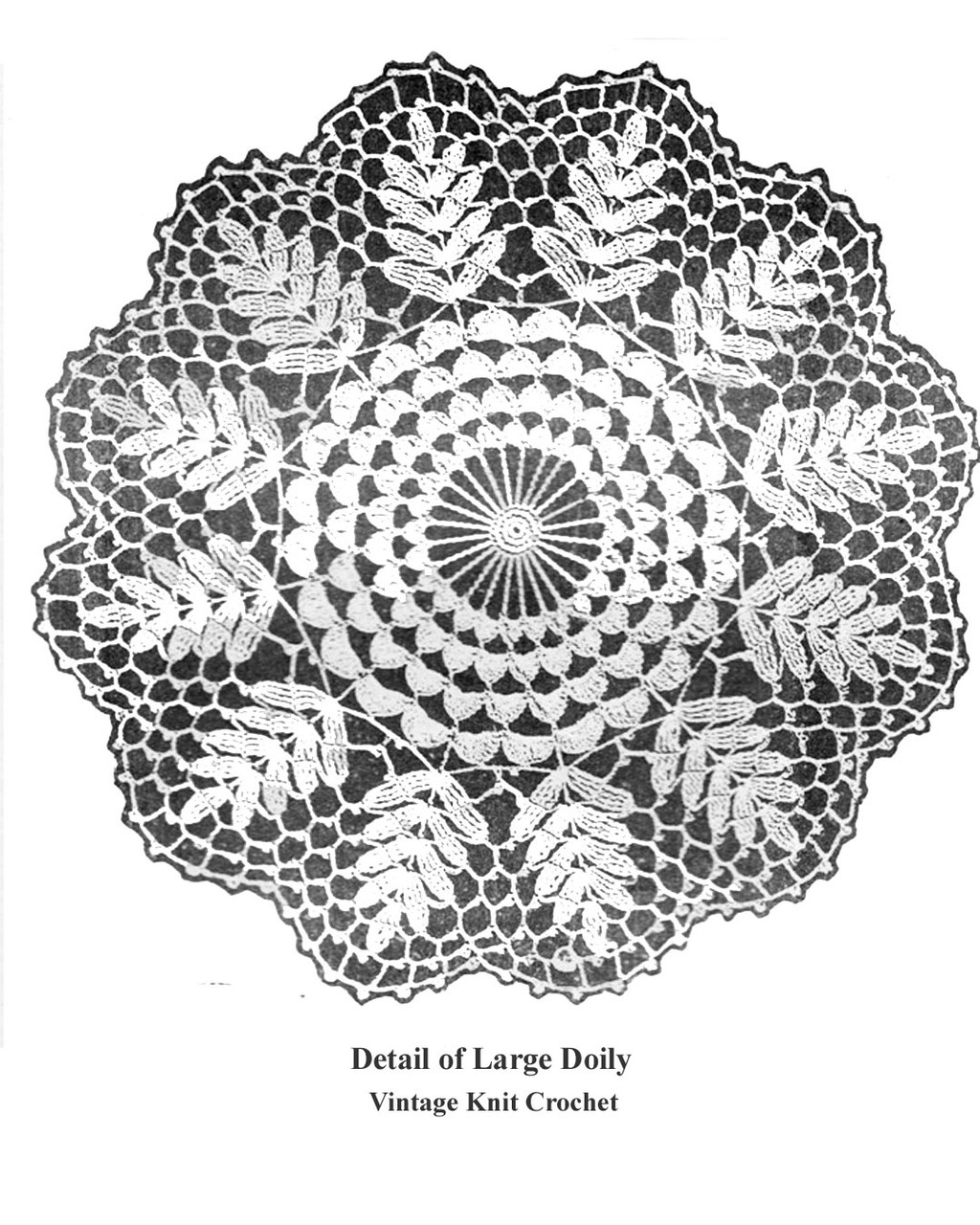 Crochet Fern Doily Pattern Illustration, Laura Wheeler Mail Order Design 940