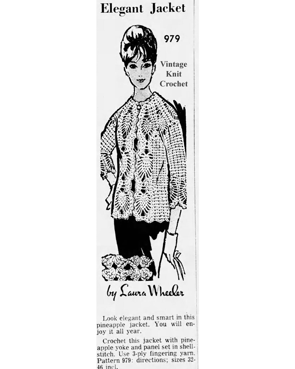 Mail Order Design 979, Crochet Pineapple Jacket Newspaper Advertisement
