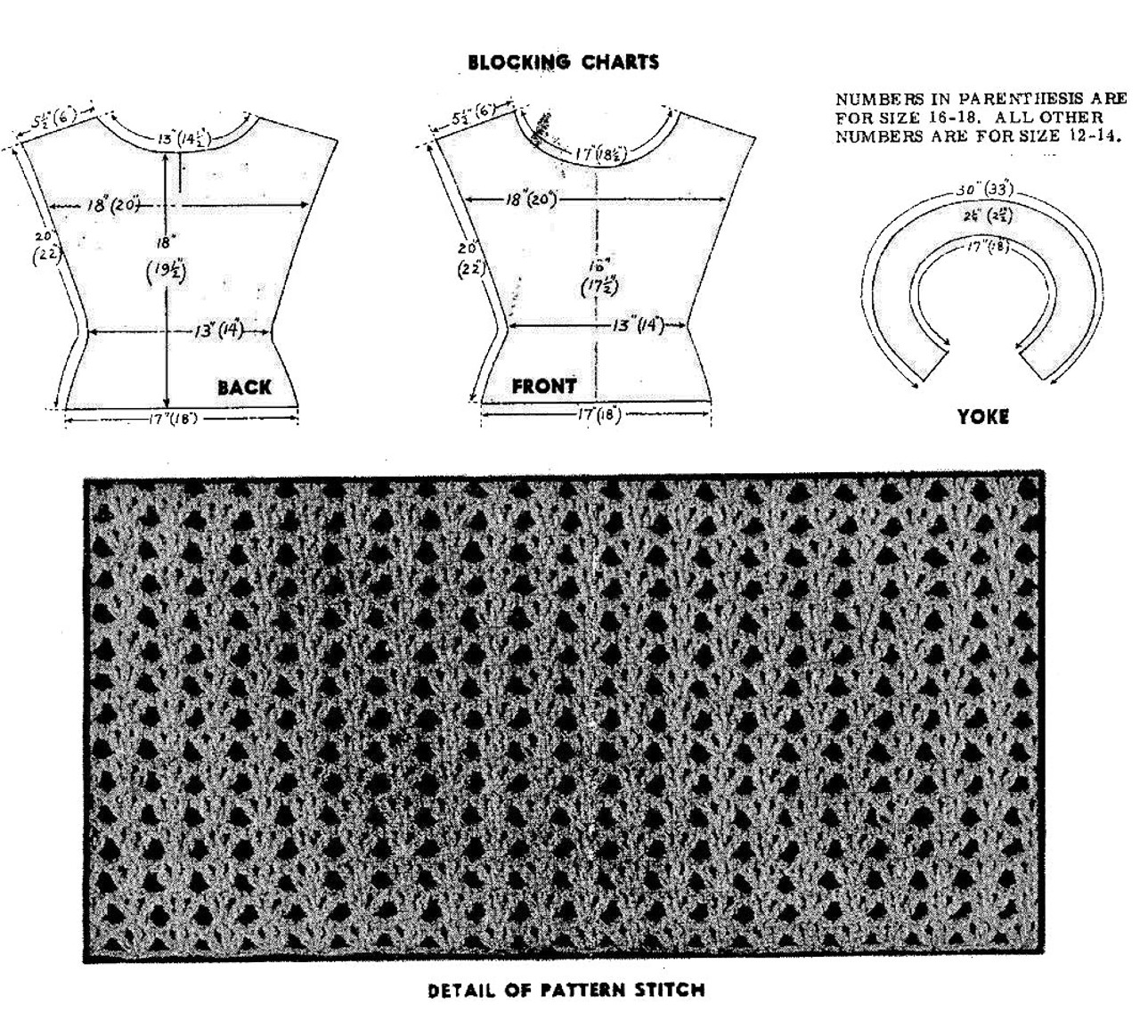 crocheted blouse pattern stitch & layout chart for design 940