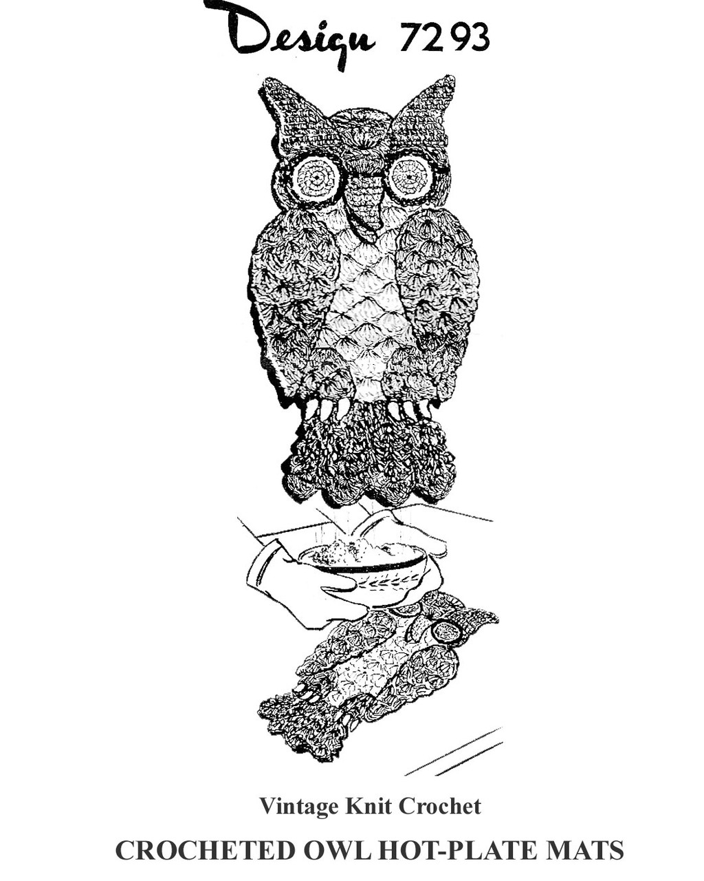 Owl Crochet Pattern, Hot Plate Mat Design 7293