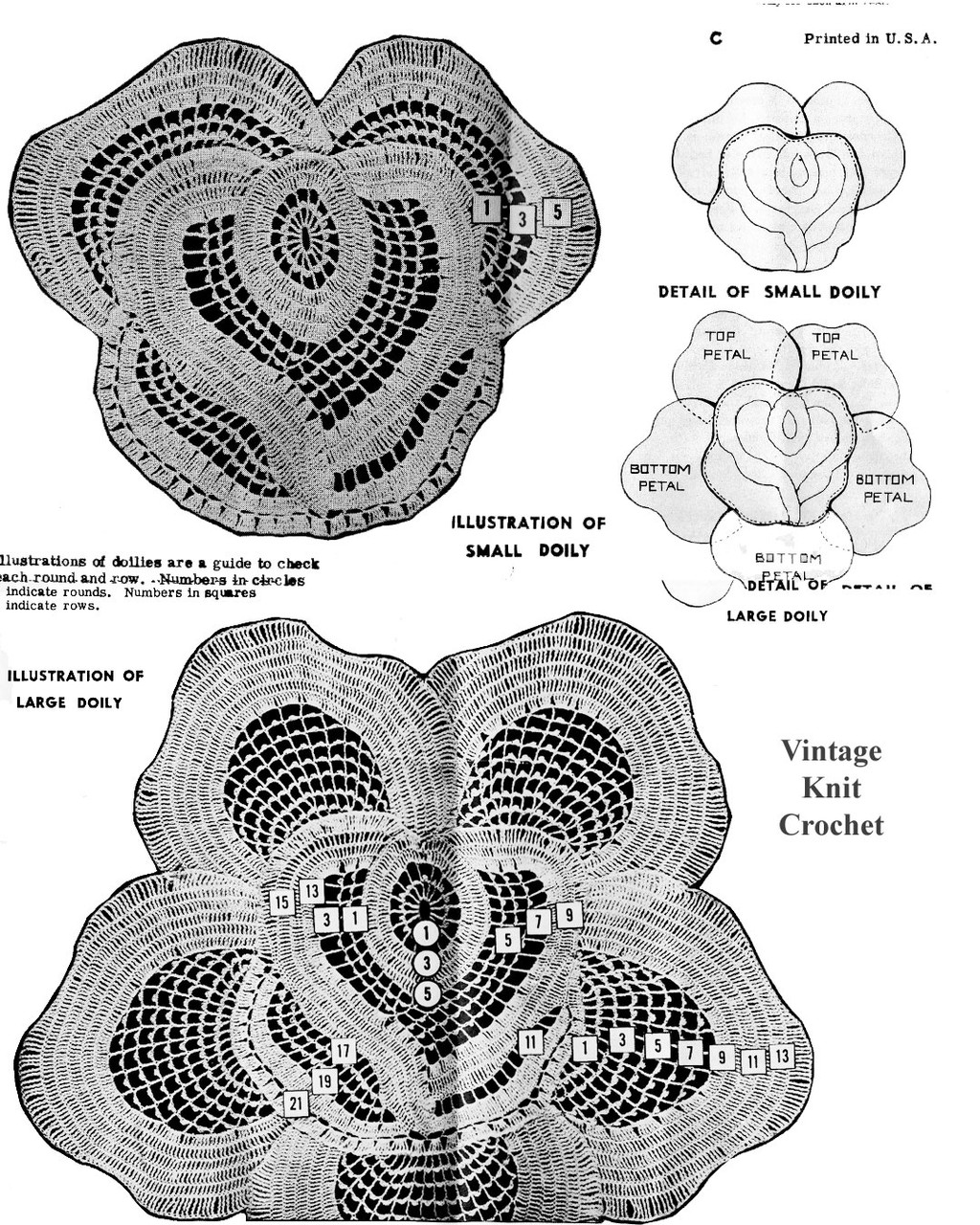 Crochet Rose Mats Pattern Illustration for Design 7347