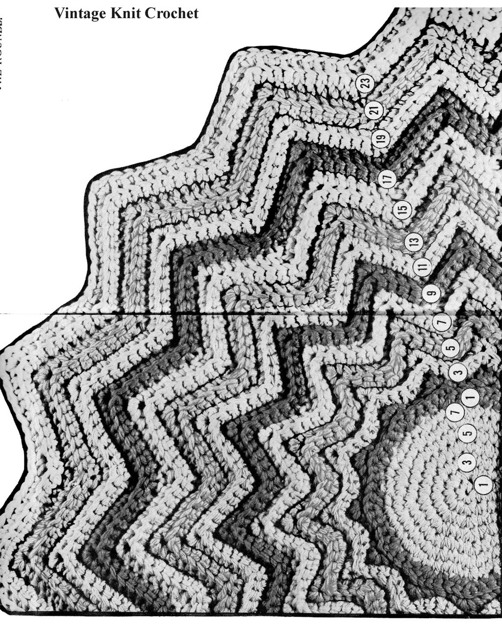 Crochet Oval Rug Pattern, Ripple Scalloped Mail Order Design 7322