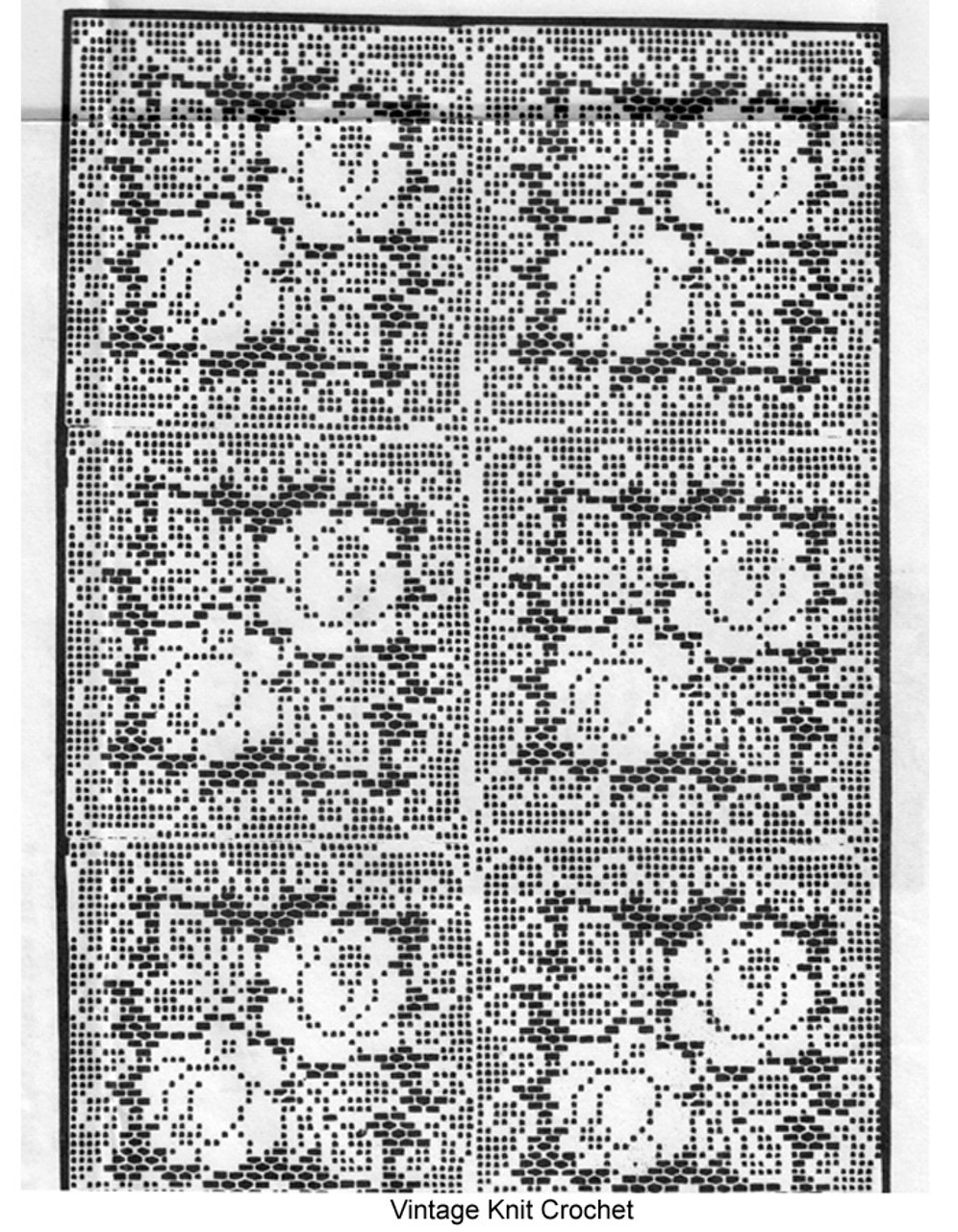 Joined Rose Filet Crochet Squares Pattern Illustration, Mail Order 7322