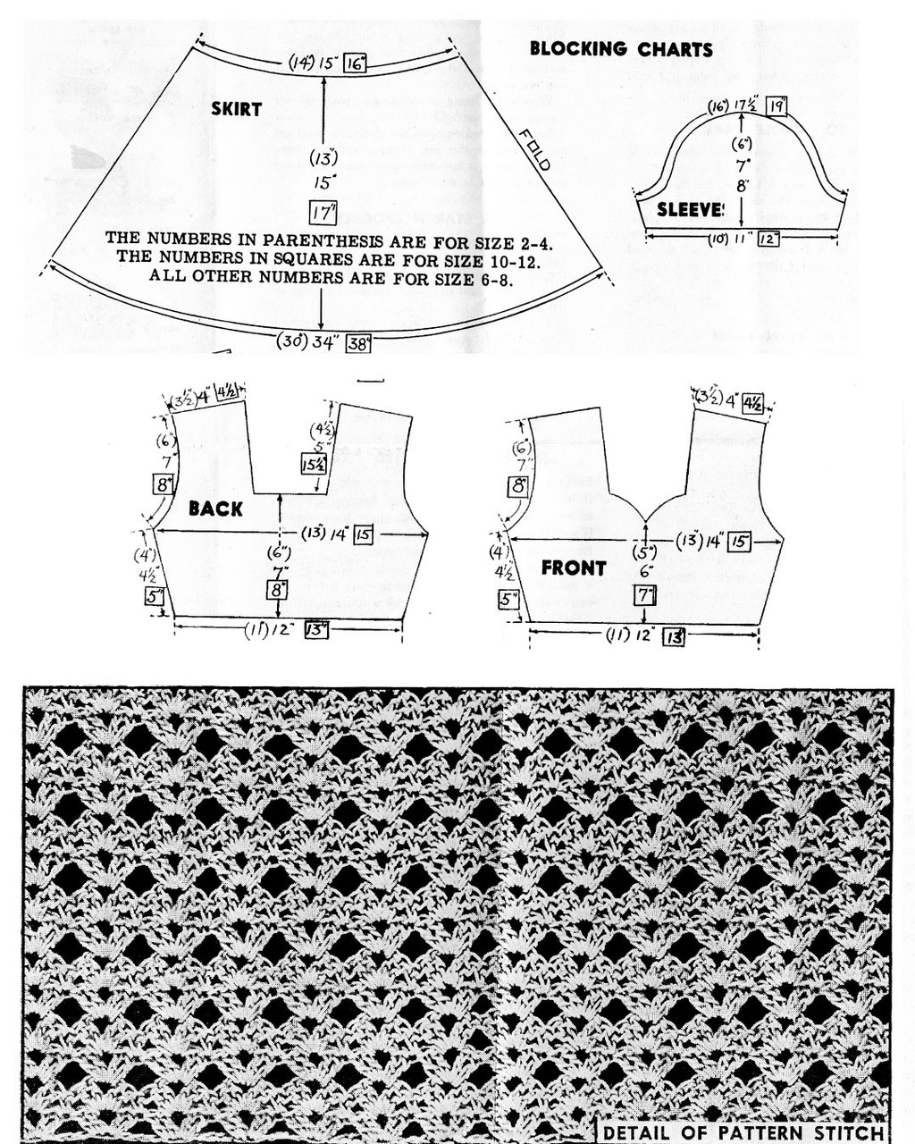 Girls crochet dress layout chart