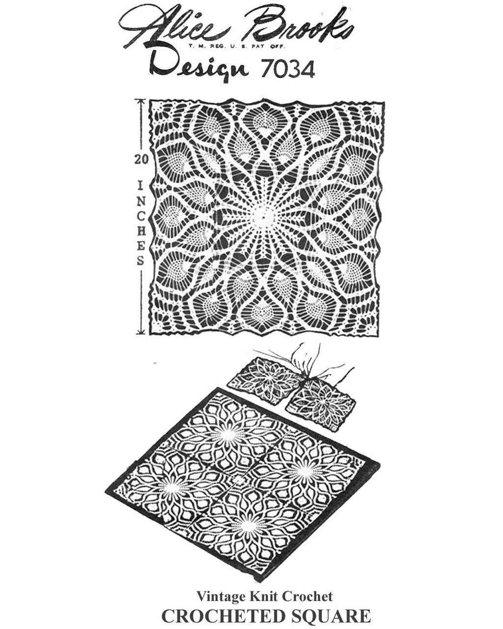 Pineapple Square Crochet Pattern Design 7034