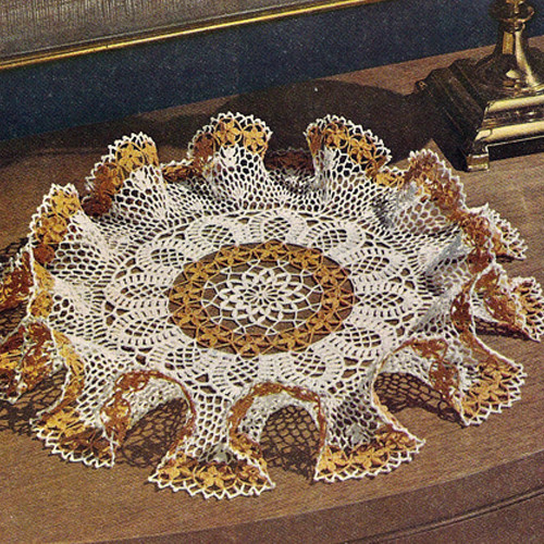 Daisy Frills Ruffled Doily Crochet Pattern is 17 inches