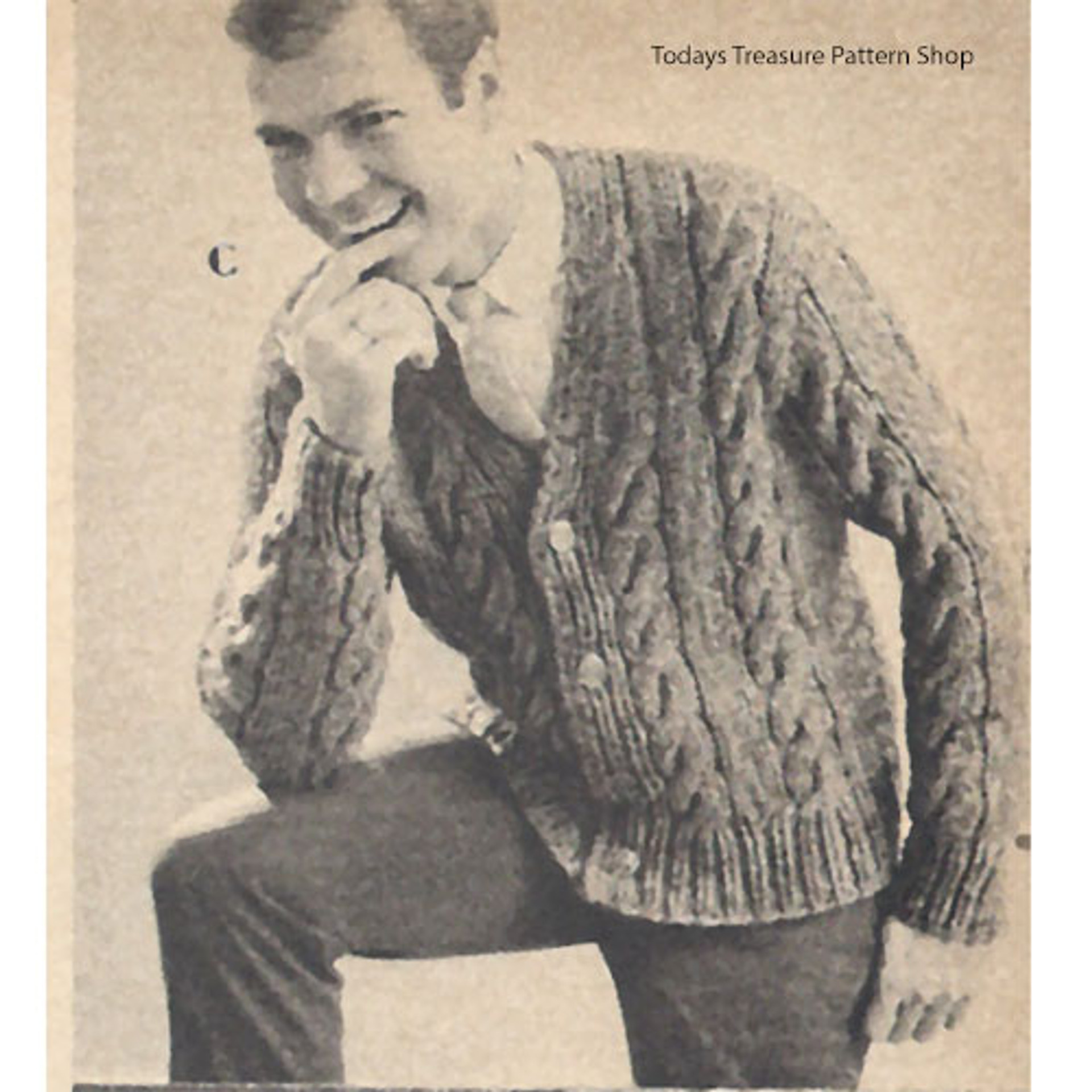 Mans Cable Panel Knitted Cardigan PDF Pattern