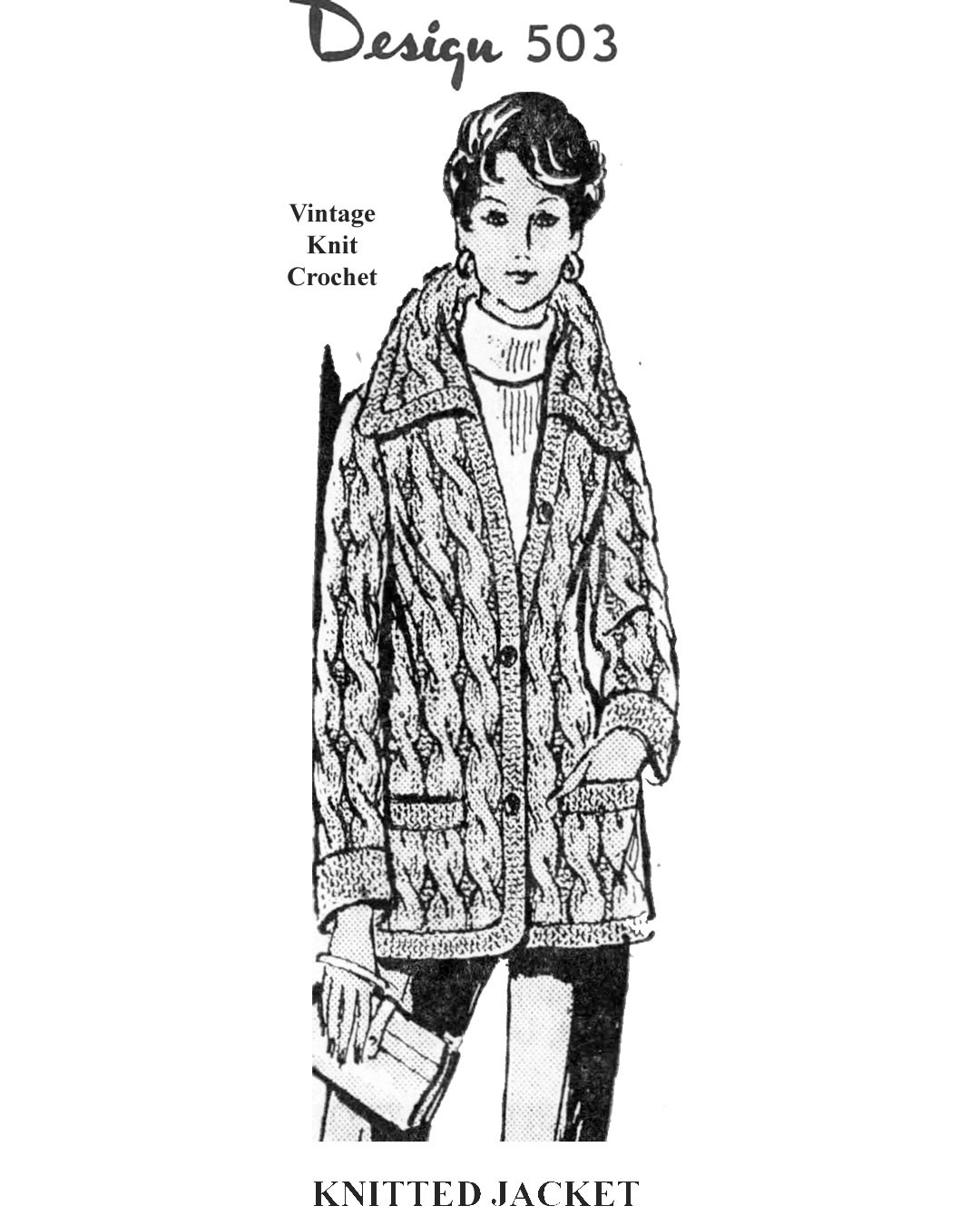 Knitted Cable Jacket Pattern Shawl Collar Mail Order Design 503