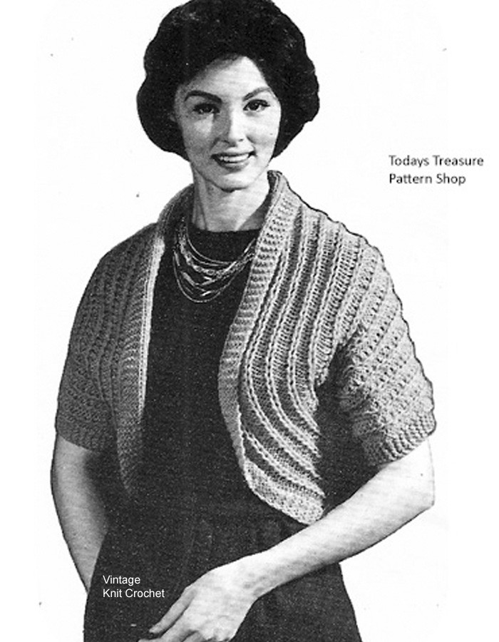 Easy Shrug Knitting Pattern, Vintage 1960s