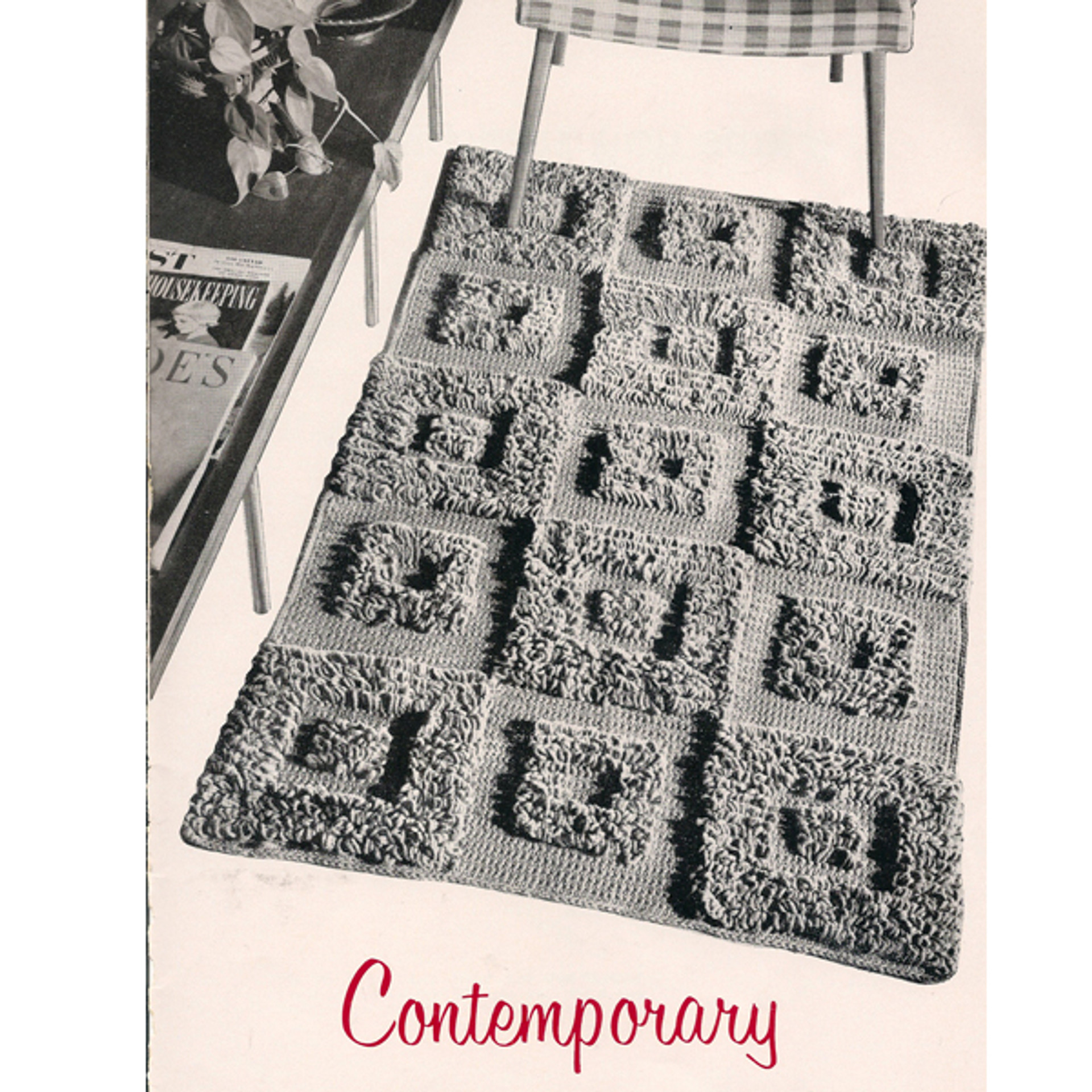 Square Blocks Loop Stitch Crochet Rug Pattern Contemporary