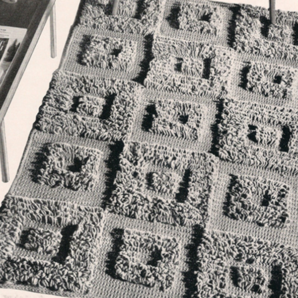 Square Blocks Loop Stitch Crochet Rug Pattern Contemporary