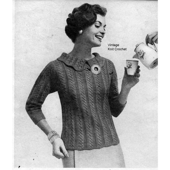 Knitted Herringbone Blouse Pattern, Vintage 1950s