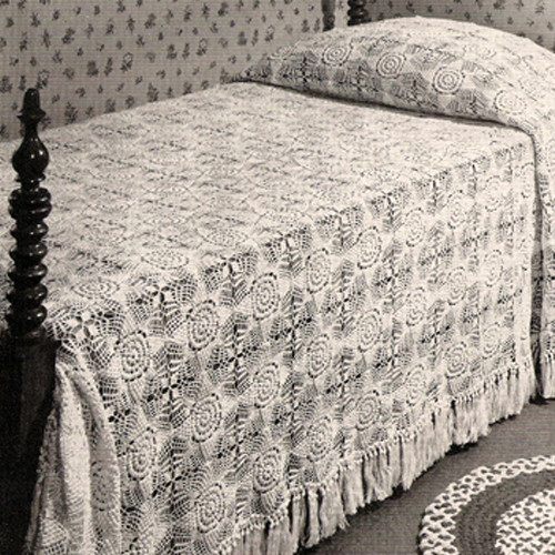 Popcorn Stitch Motif Bedspread Crochet Pattern