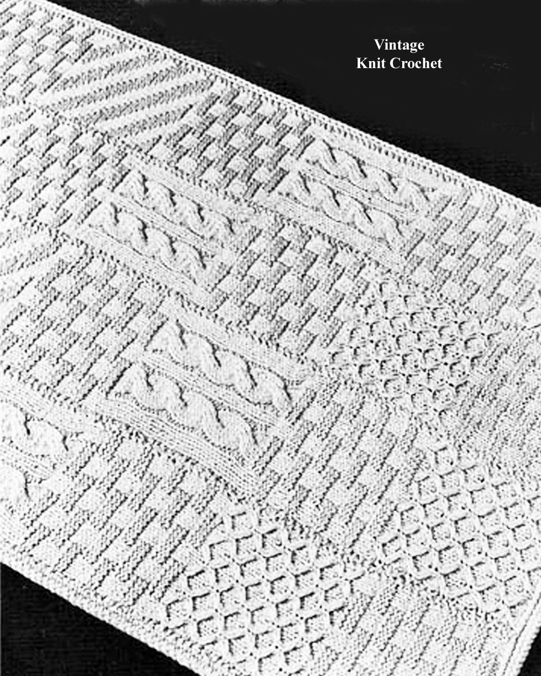 Knitted Rug Pattern, Aran Irish Fisherman Design