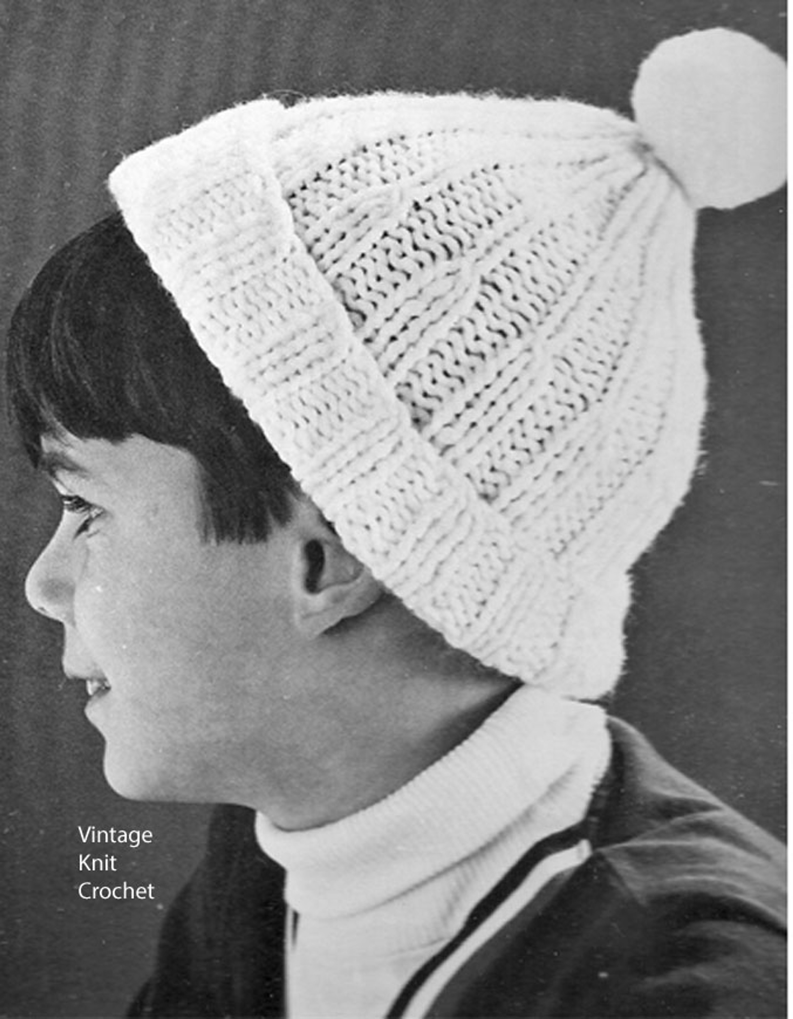 Free Childs Beanie Hat Knitting Pattern with Pompom