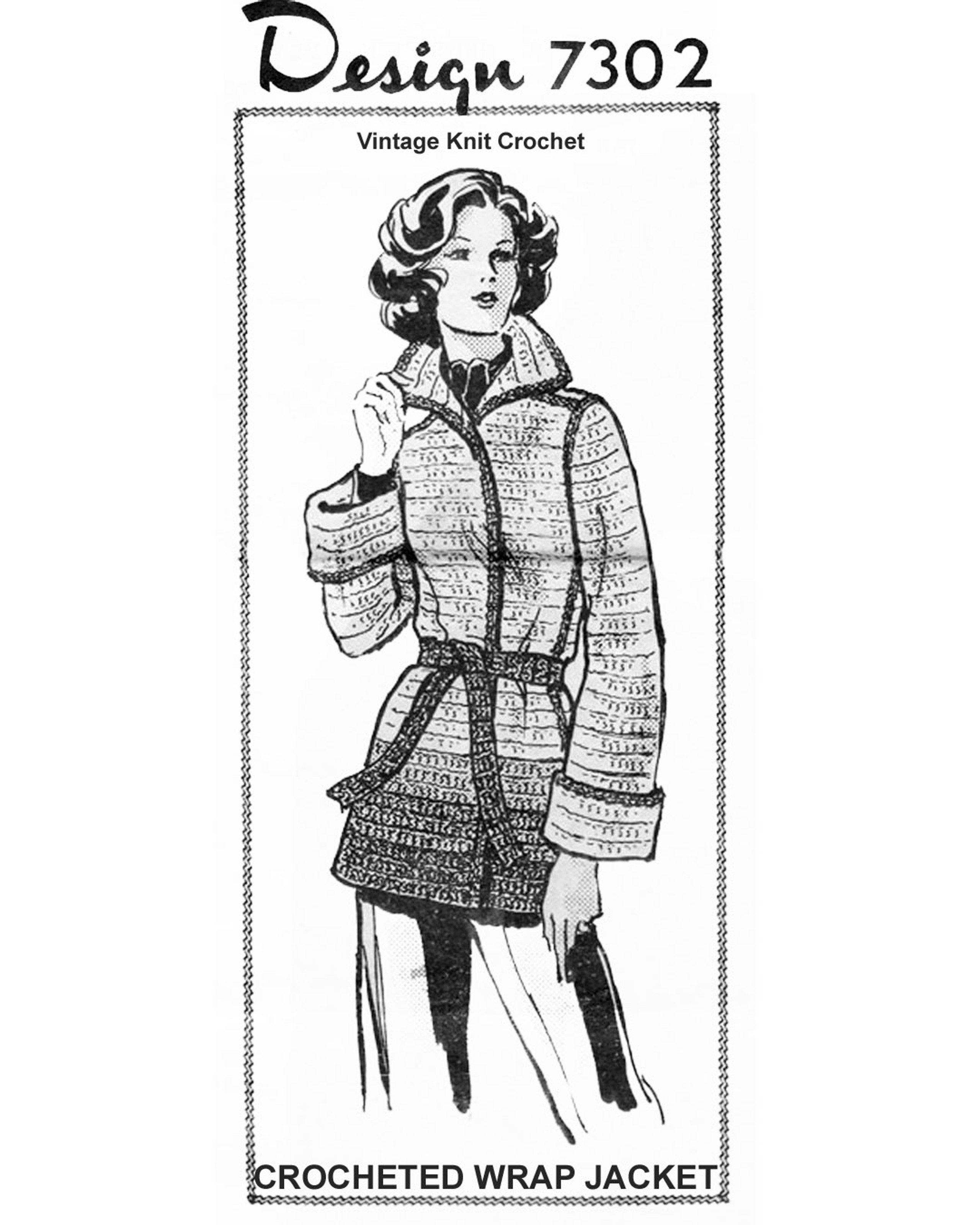 Crochet Wrap Jacket Coat Pattern Mail Order Design 7302