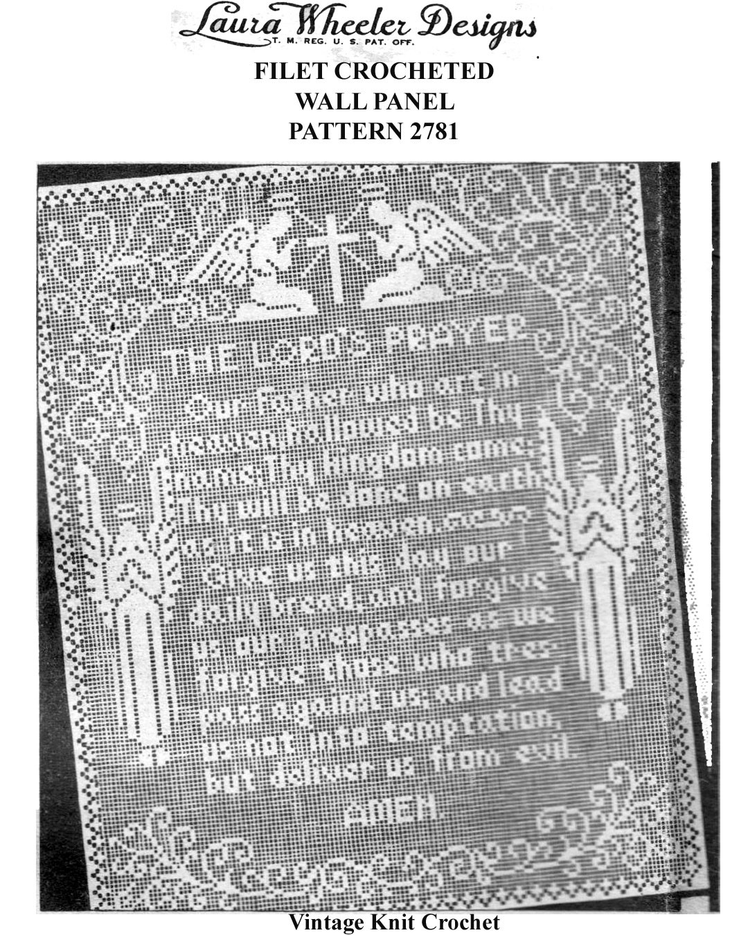 The Lords Prayer Filet Crochet Panel Pattern, Laura Wheeler Design 2781 ...