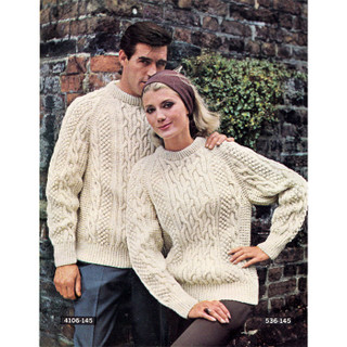 Mens Misses Cabled Popcorn Pullover Knitting Pattern