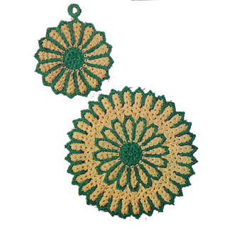 Round Flower Potholder Hot Plate Mat Crochet Pattern