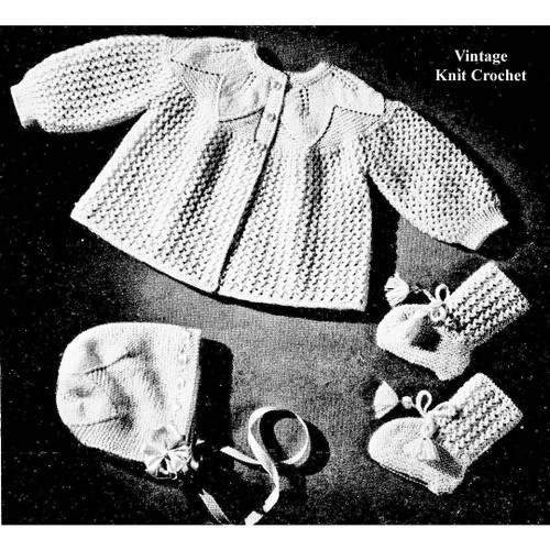 Knitted Baby Set Pattern Set in 3-ply baby wool, Patons 2008